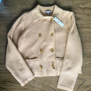 NWT J.Crew Marielle Cropped Cardigan in beige, light tan, Size M